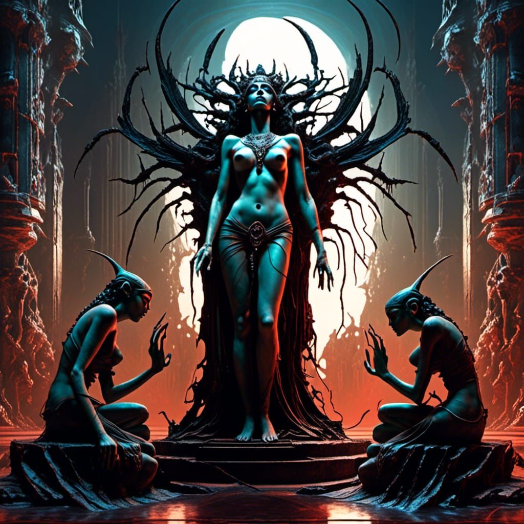 Lamashtu Goddess-Demoness in Frank Frazetta Style