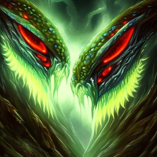 Bioluminescent Alien Dragon in Dark Fantasy Art