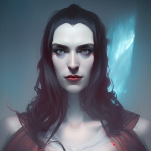 Detailed Portrait of Dracula in Art Nouveau Style