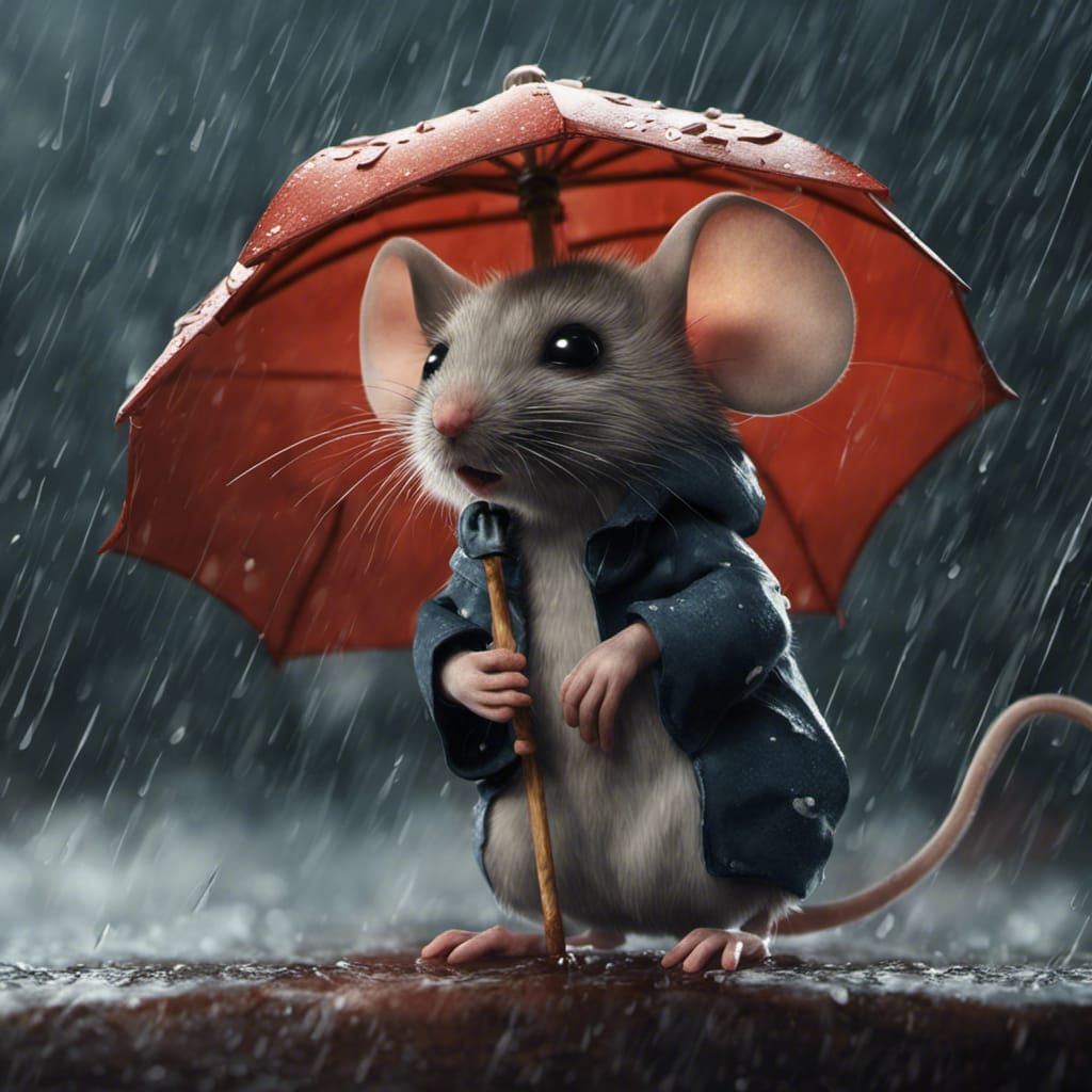 Mouse in Rainstorm: Detailed Matte Painting