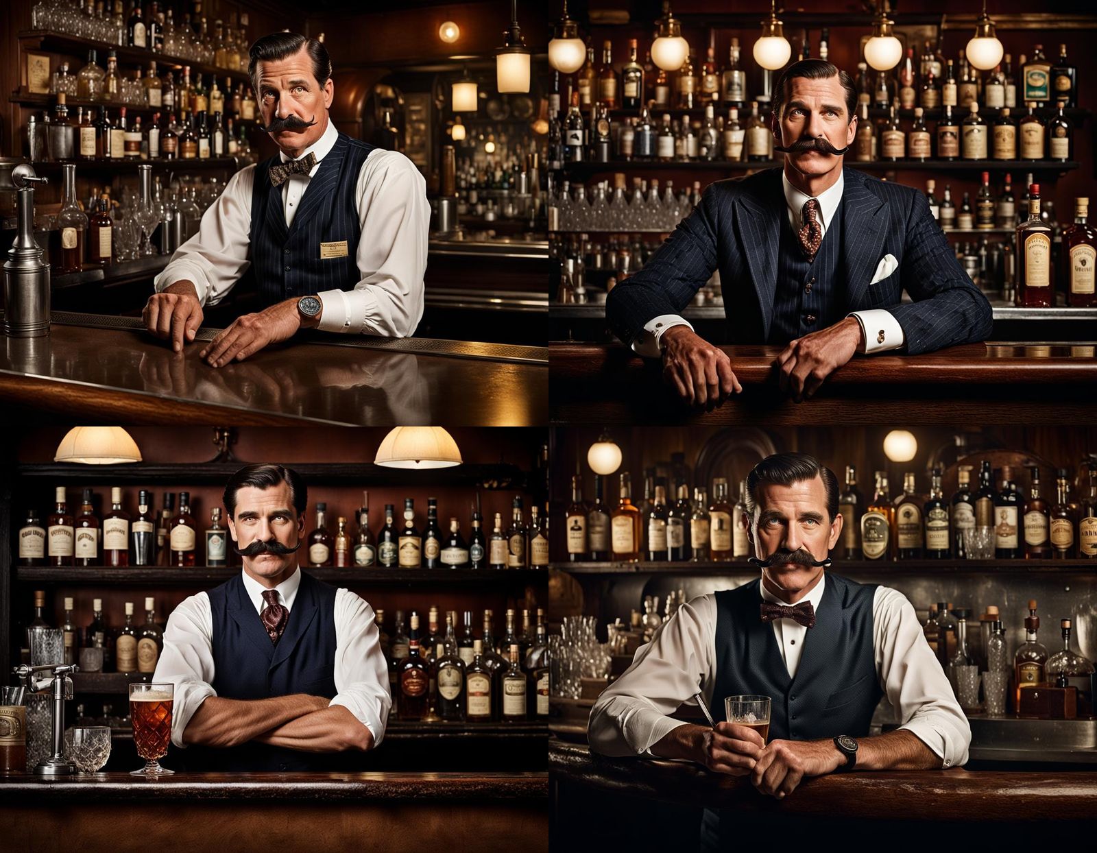 Dapper Bartender in 1920s Speakeasy Portrait