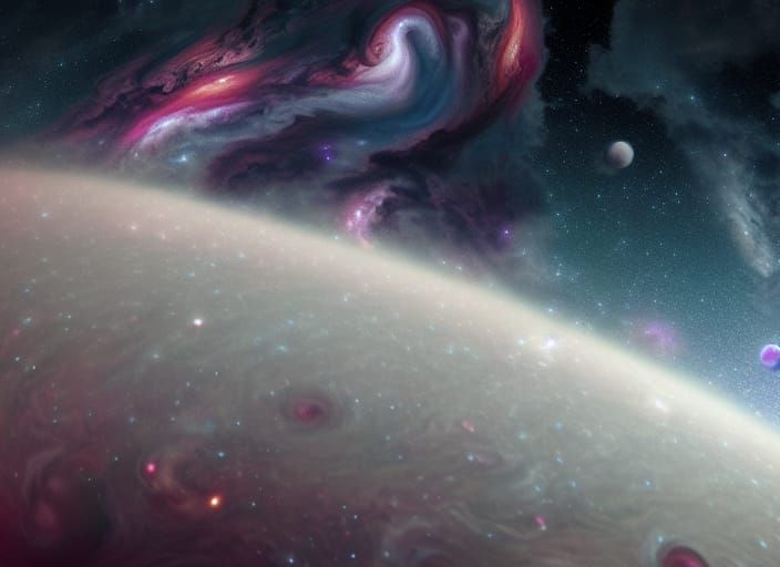 Magnificent Sci-Fi Jupiter Aurora in Deep Space