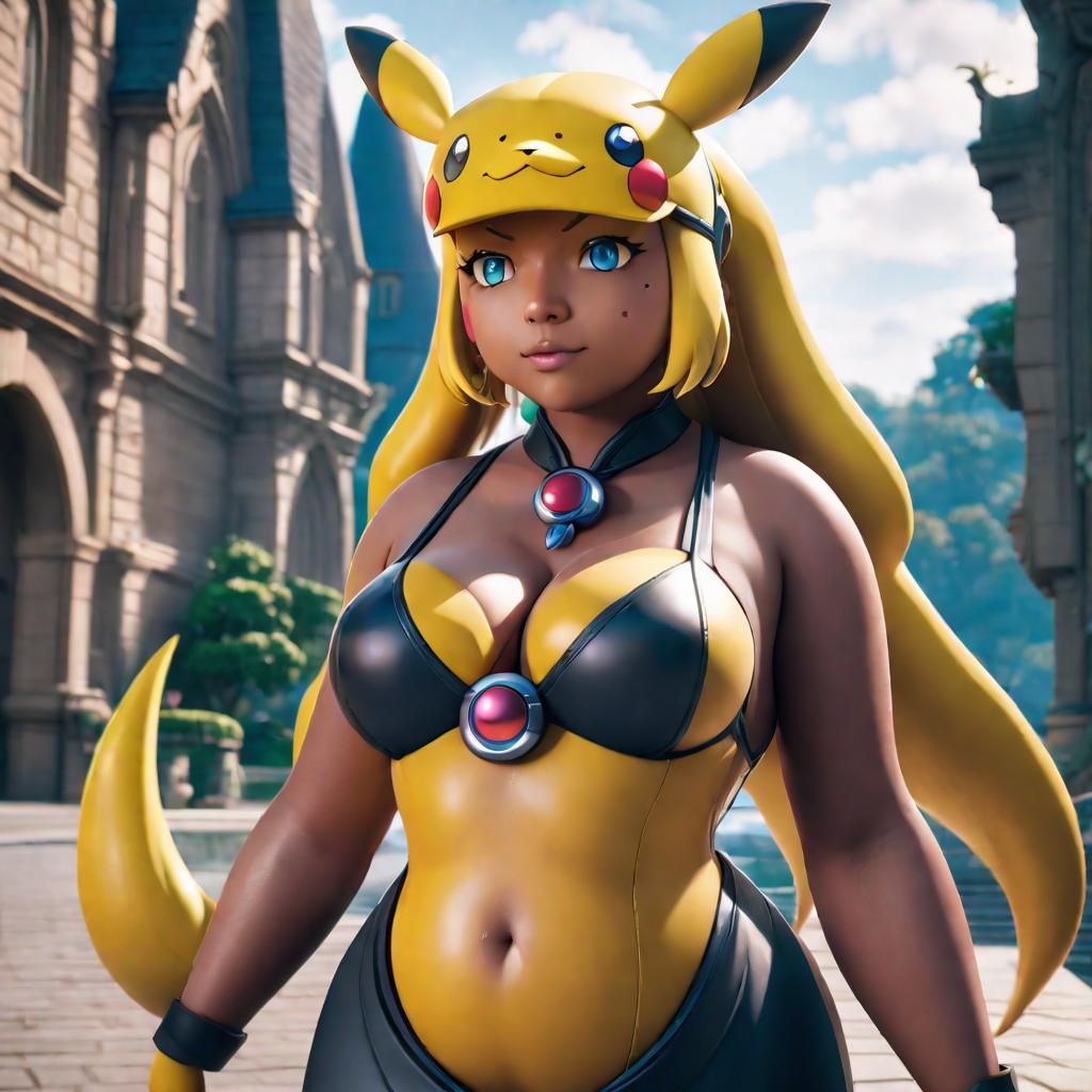 Curvy Cynthia Pokemon: Detailed Matte Painting