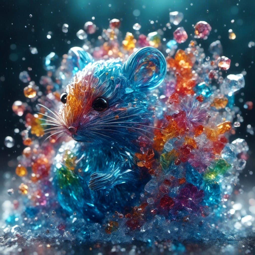 Rainbow Crystal Mouse in Detailed Matte Painting