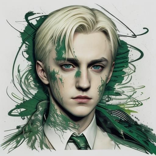 Handsome Man Surrounded by Green Whirls