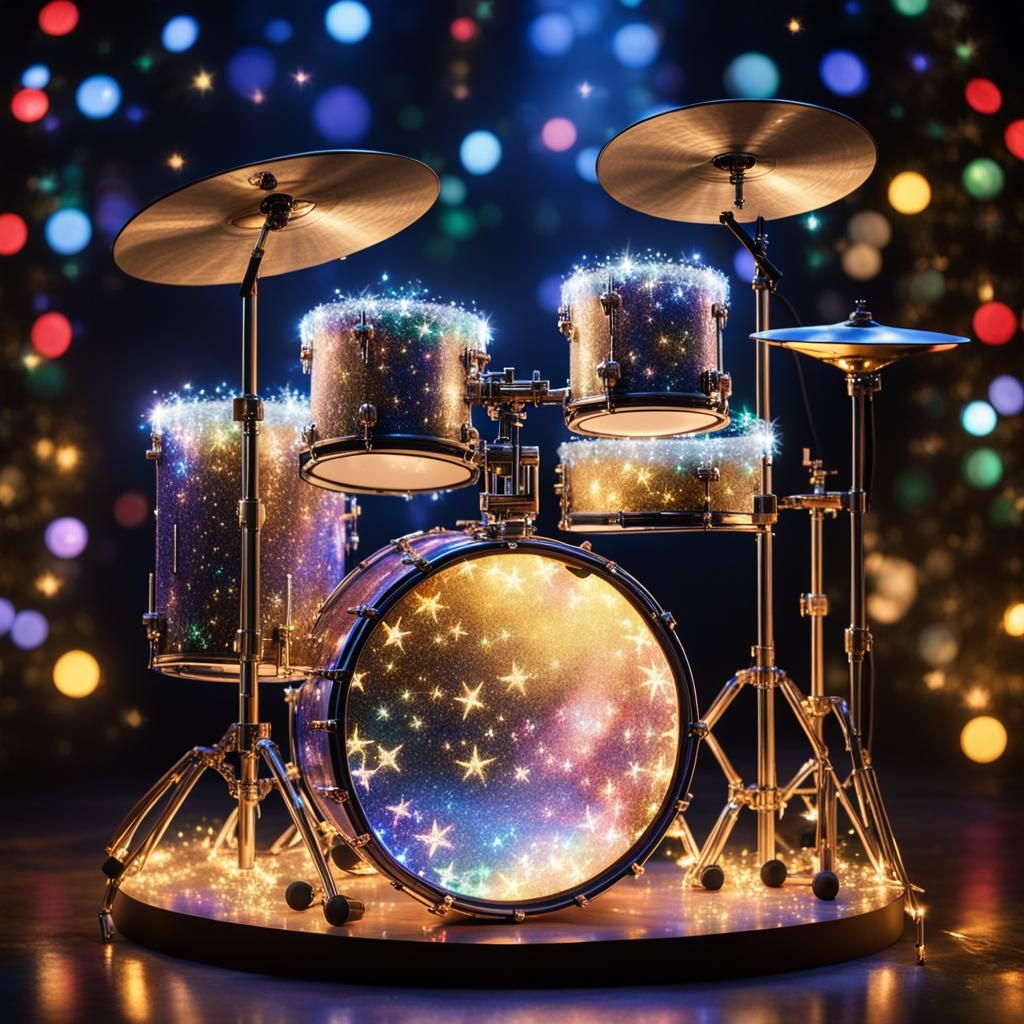 Magical Drum Set with Holographic Notes