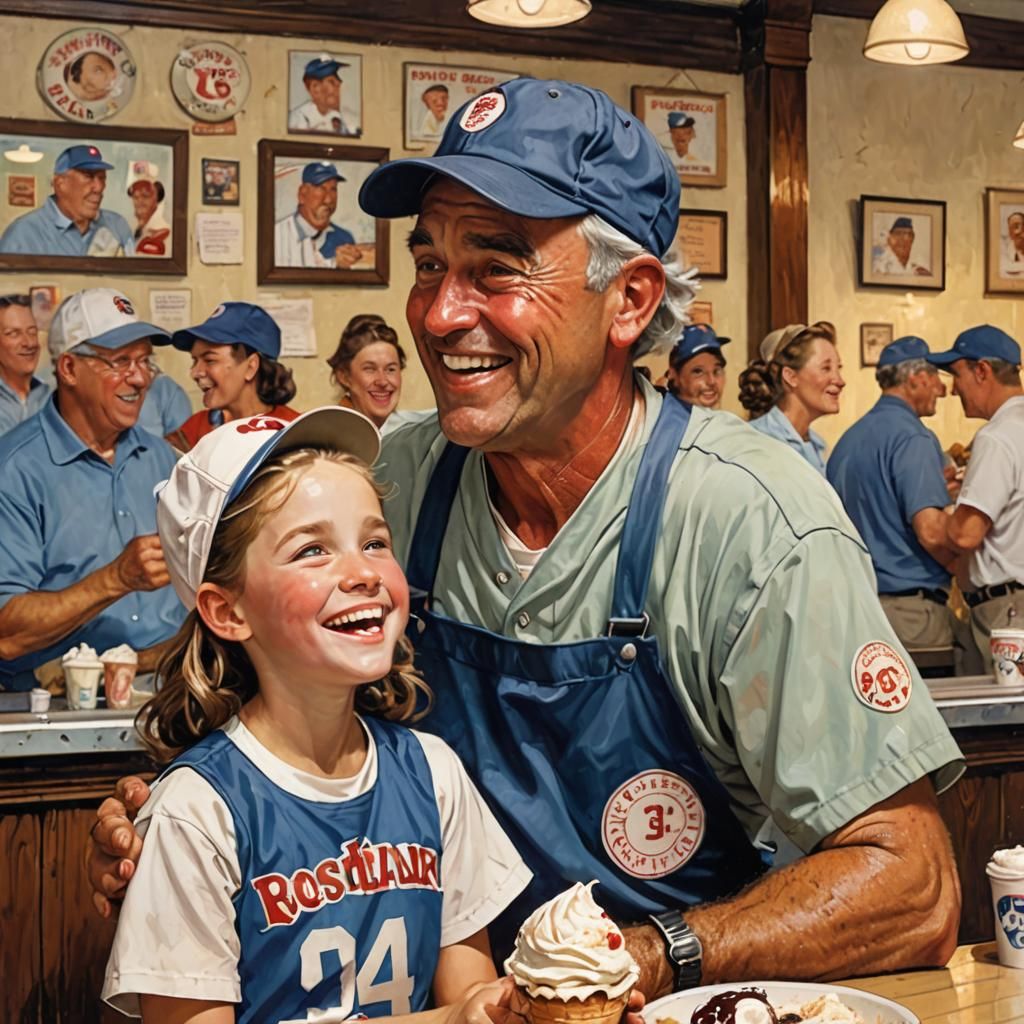Girl Celebrates Baseball Game, Rockwell Style