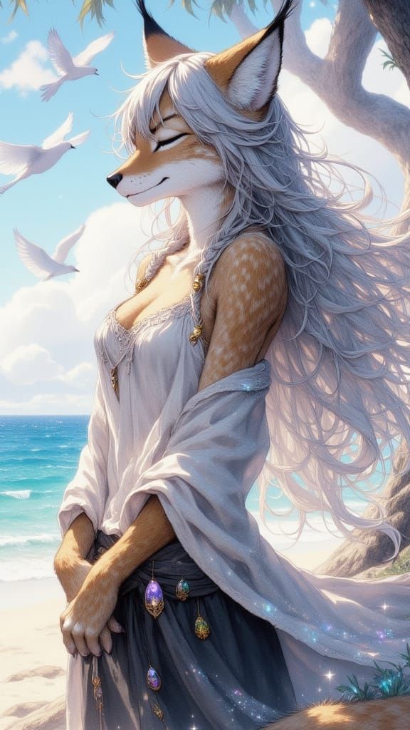 Fantasy Lynx by the Ocean