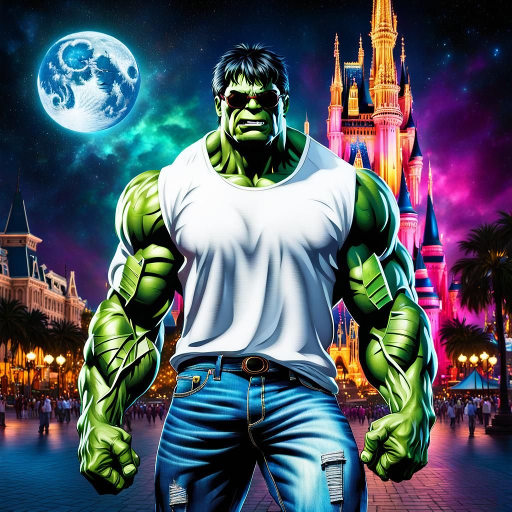 Hulk Visits Disney World Under Galactic Sky