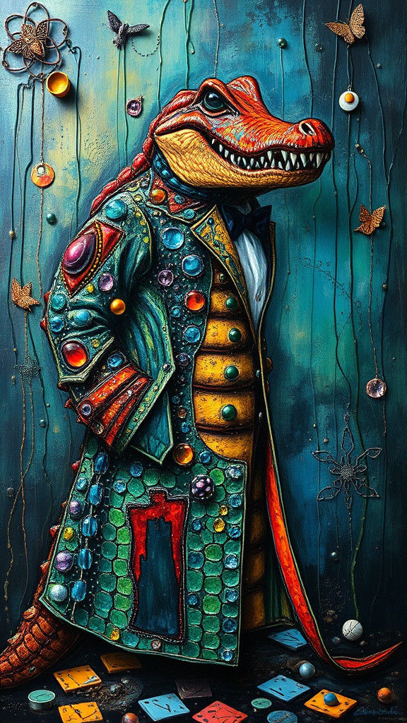 Psychedelic Steampunk Alligator in Abandoned Asylum