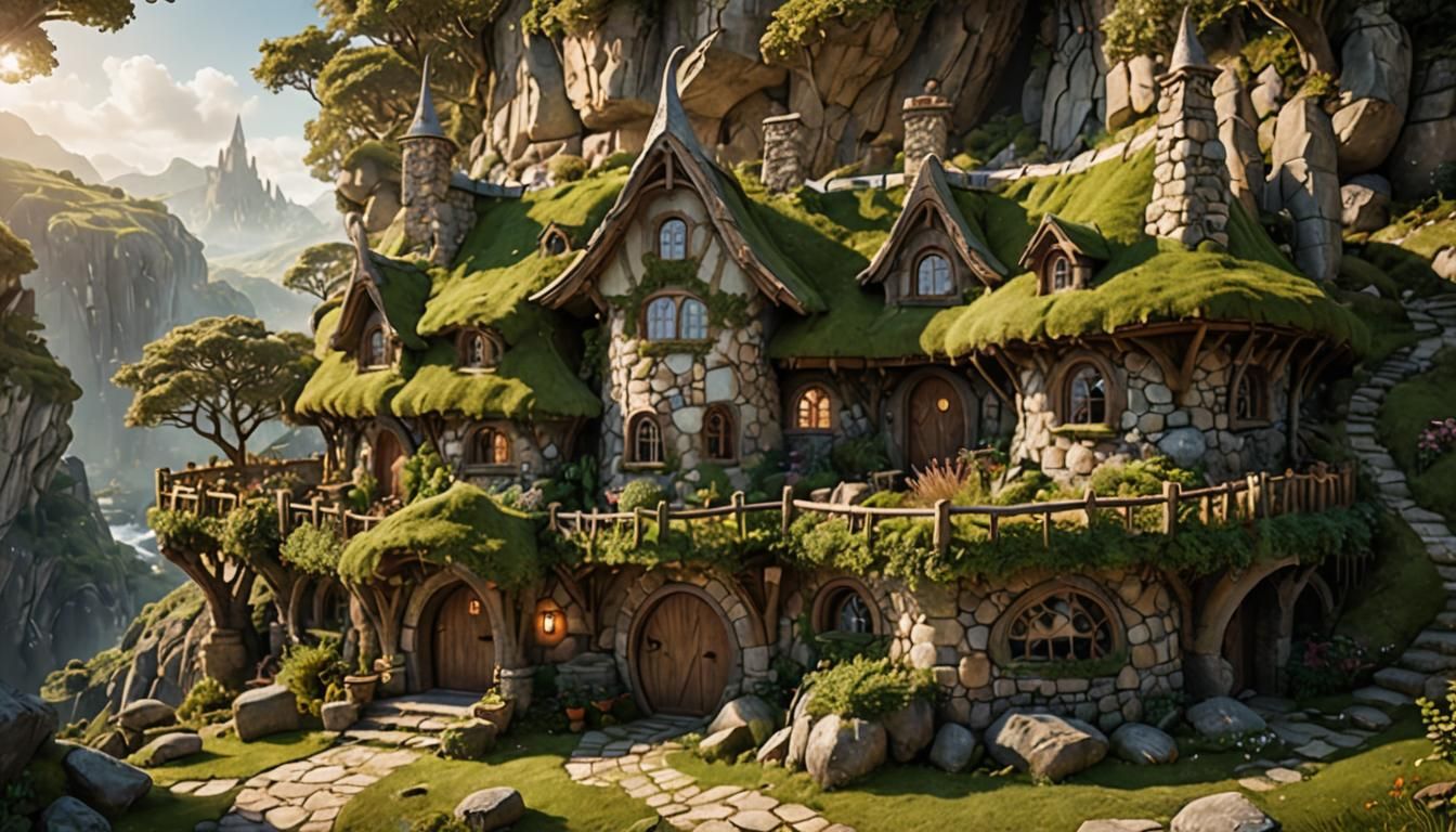 Whimsical Elven Cottage on Cliff Edge