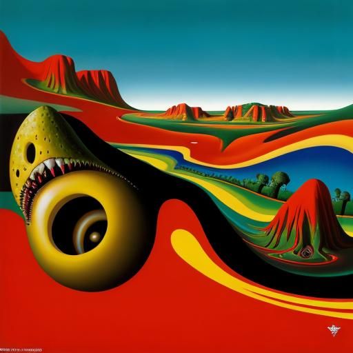 Abstract Surrealism: A Vibrant Oil Painting