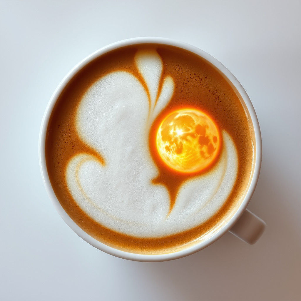 Hyperrealistic Latte Art: Sun and Moon Face