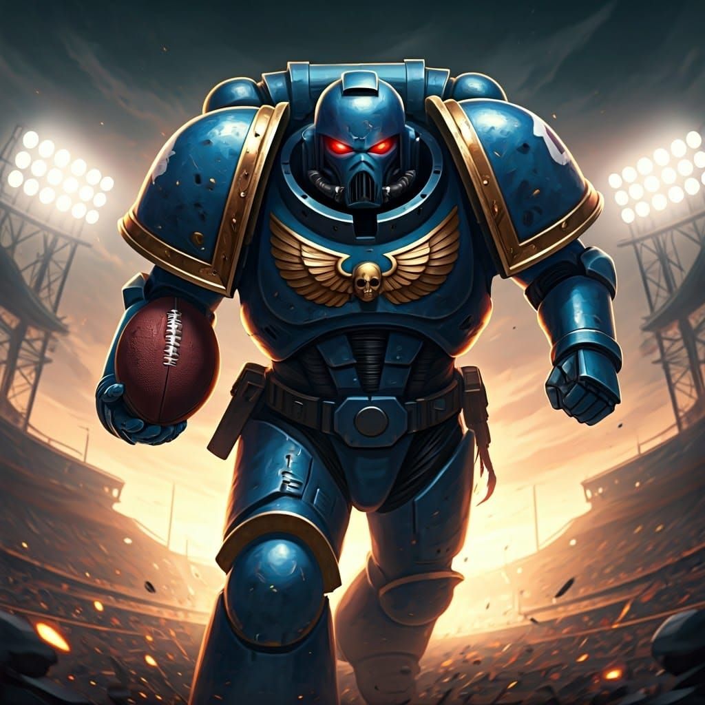Space Marine Football Player in Stadium