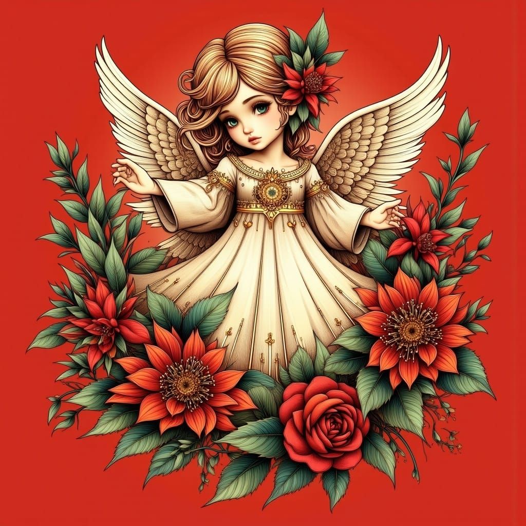 Christmas Angel in Pop Art Style