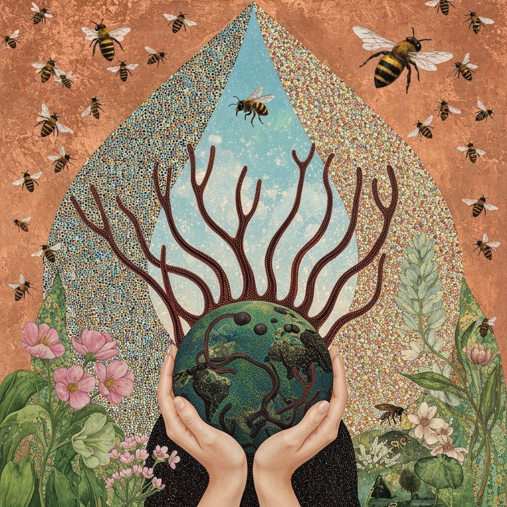 Ethereal Bio Art Collage of Nature and Spirit