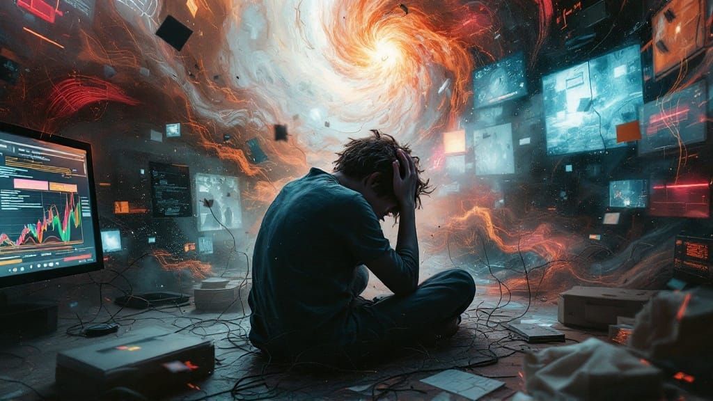 Surreal Vision of Autistic Burnout in Disorienting Chaos