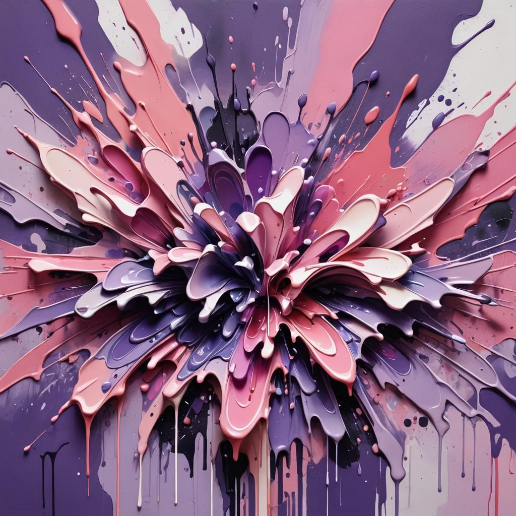 Abstract Graffiti Art in Pastel Purples and Pinks