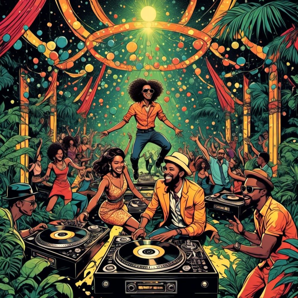 Psychedelic Animal Characters Dancing in Comic Book Art