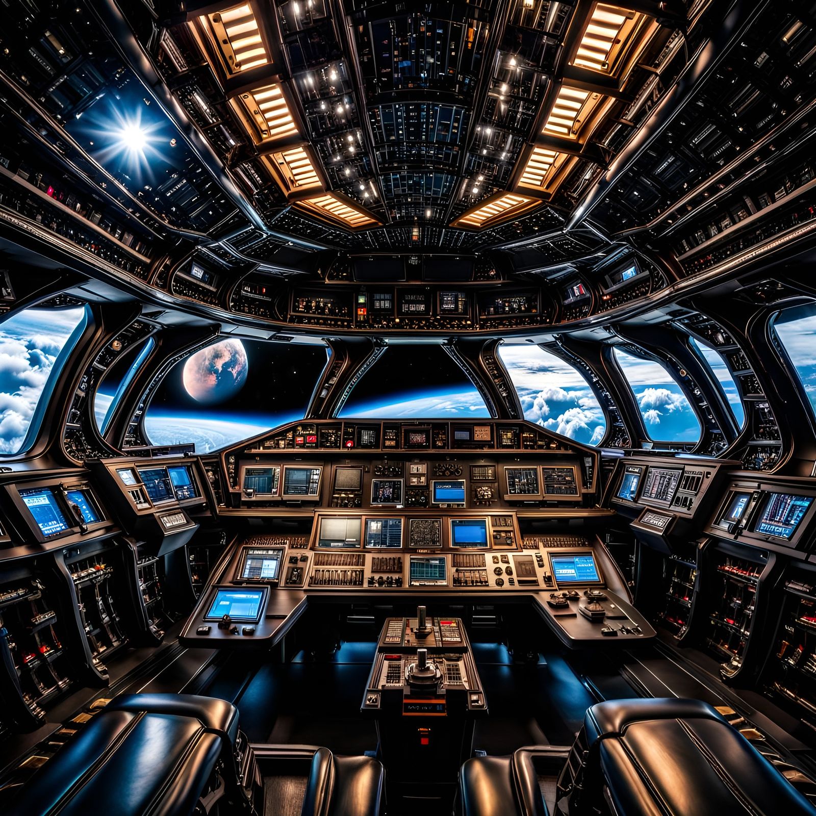 Hyperrealistic Interior of a Modern Spaceship