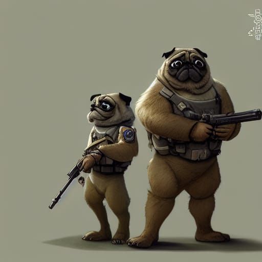 Hyperdetailed Pug Soldier Portrait in Cinematic Style