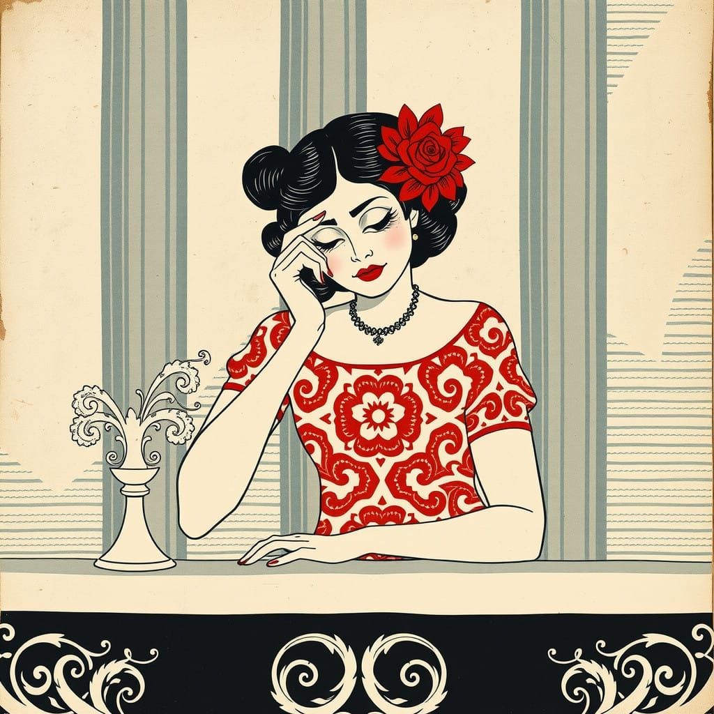 Italian Art Nouveau Style Tableau