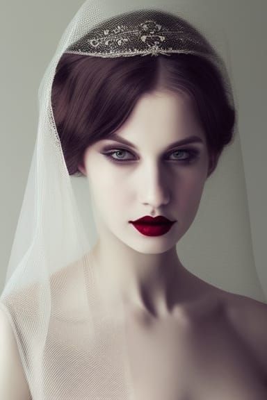 Victorian Vampire Bride in Oil Painting Style