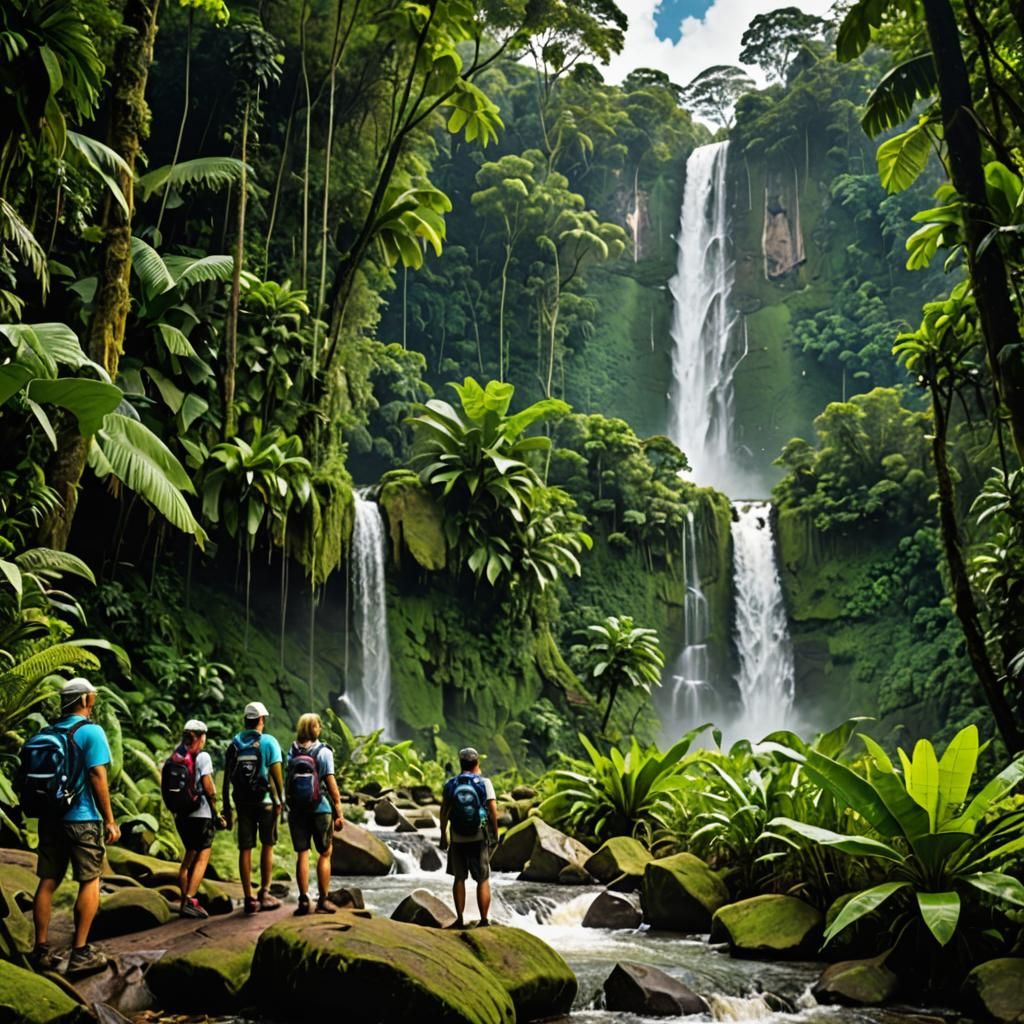 Amazon Rainforest Trekkers Enjoy Verdant Scenery