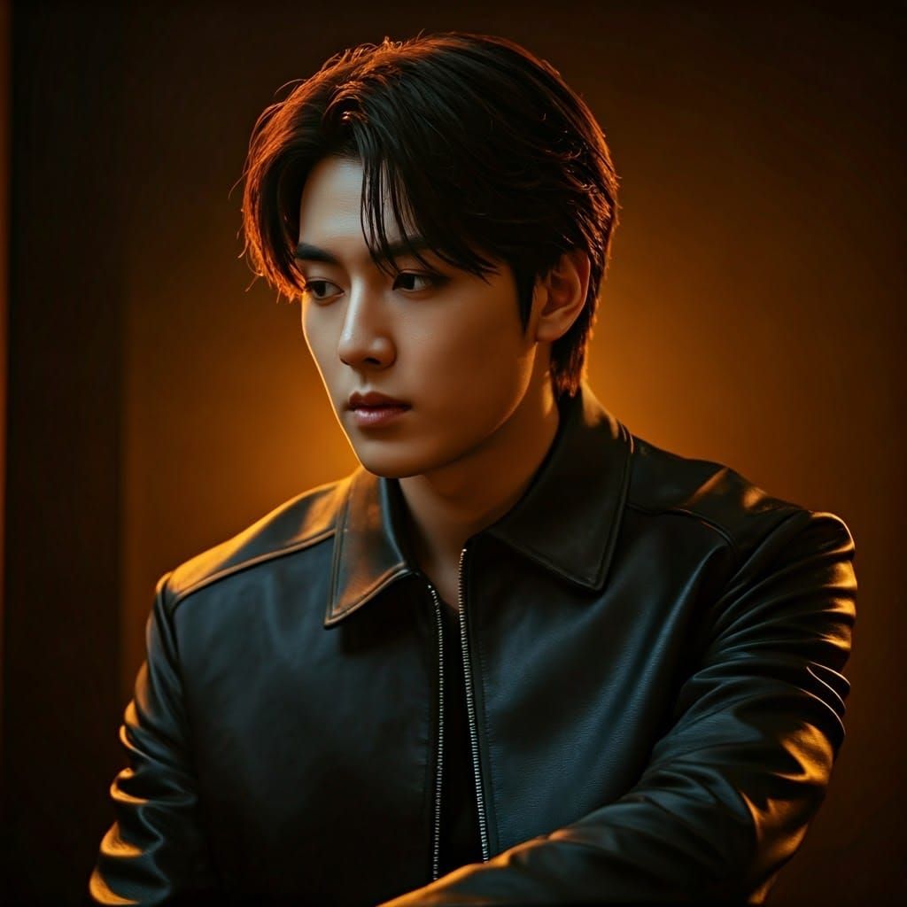 Kpop Singer Portrait in Film Noir Style