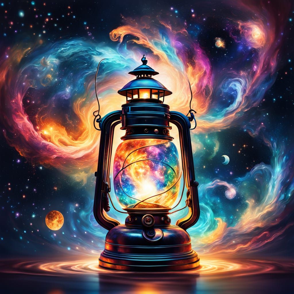 Cosmic Universe Unfurls Inside Glowing Astral Lantern