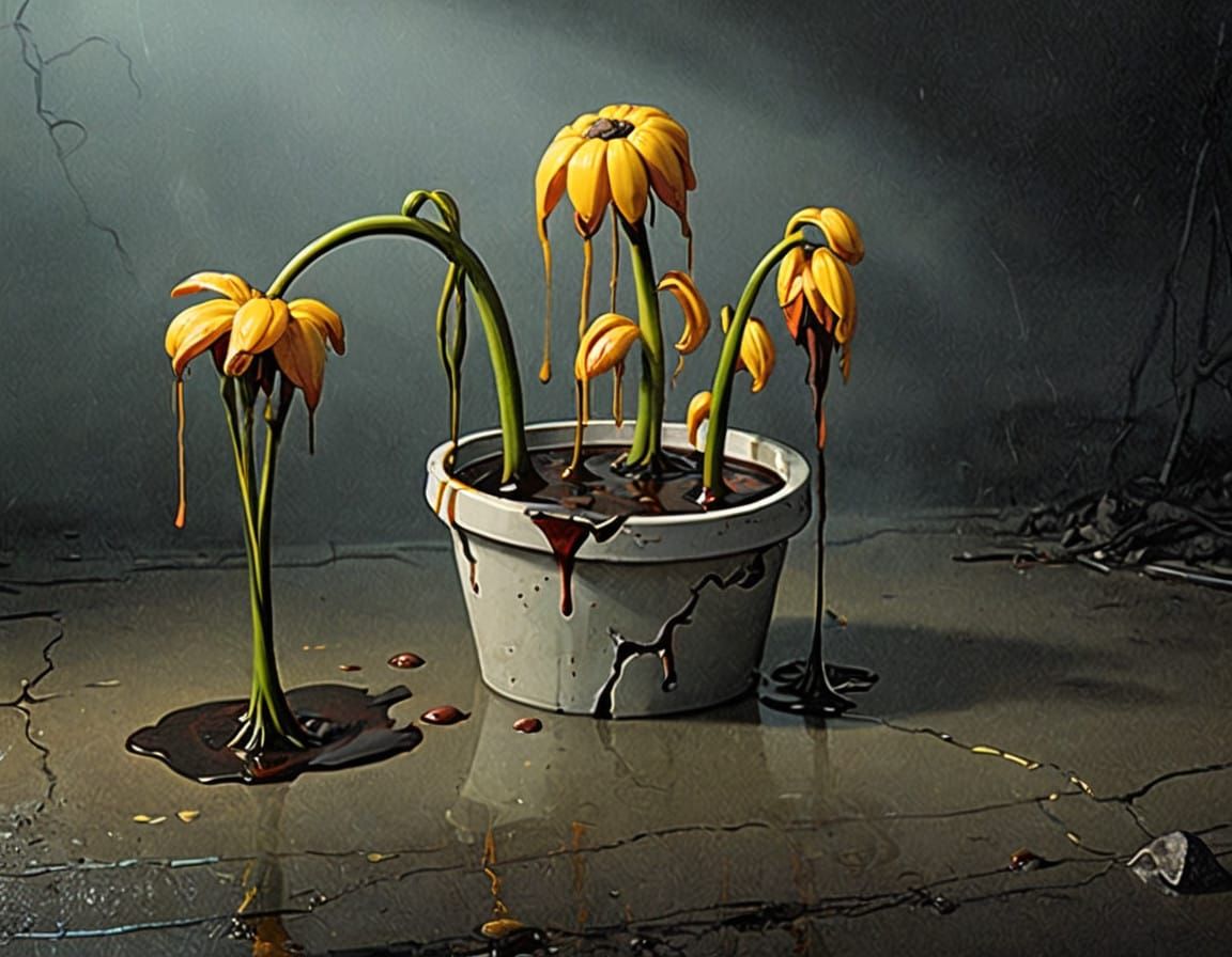 Tragic Beauty in a Wilted Bouquet