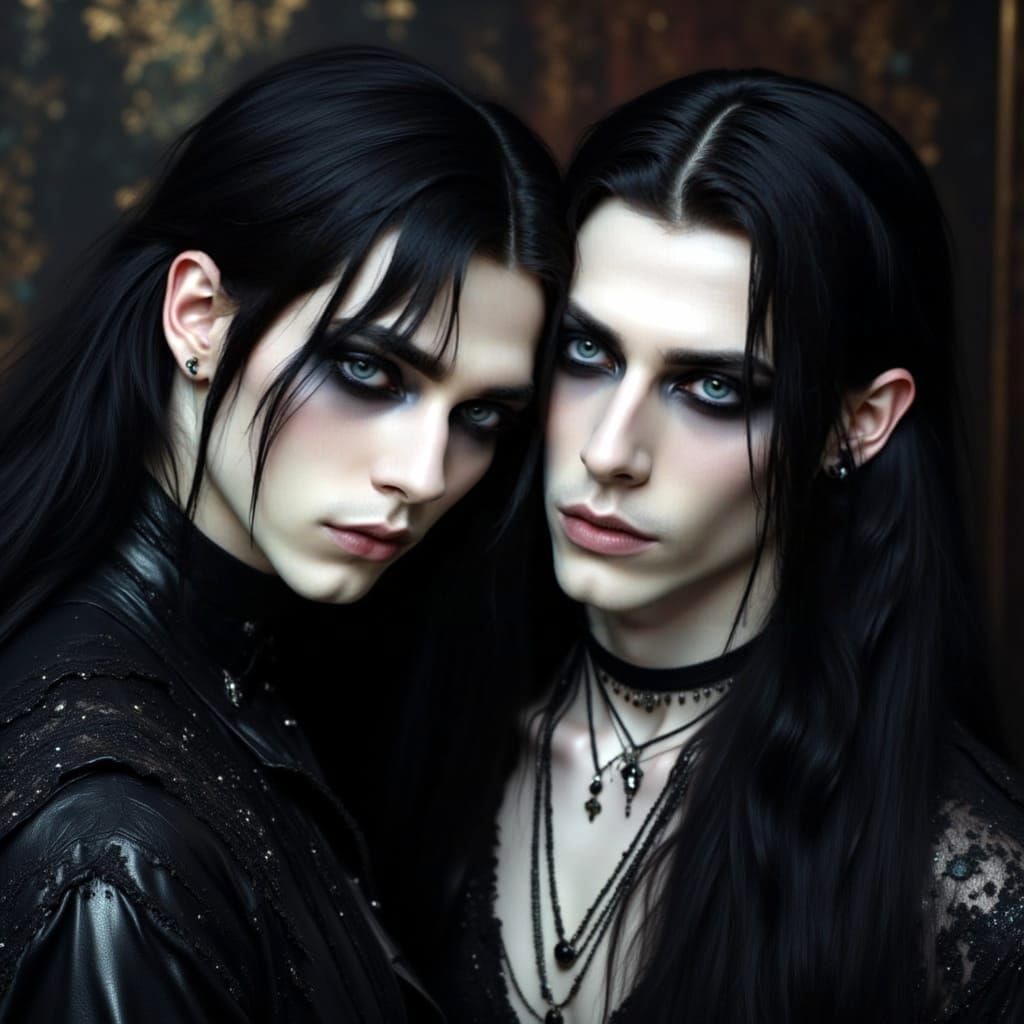 Gothic Gay Vampire Couple in Latex