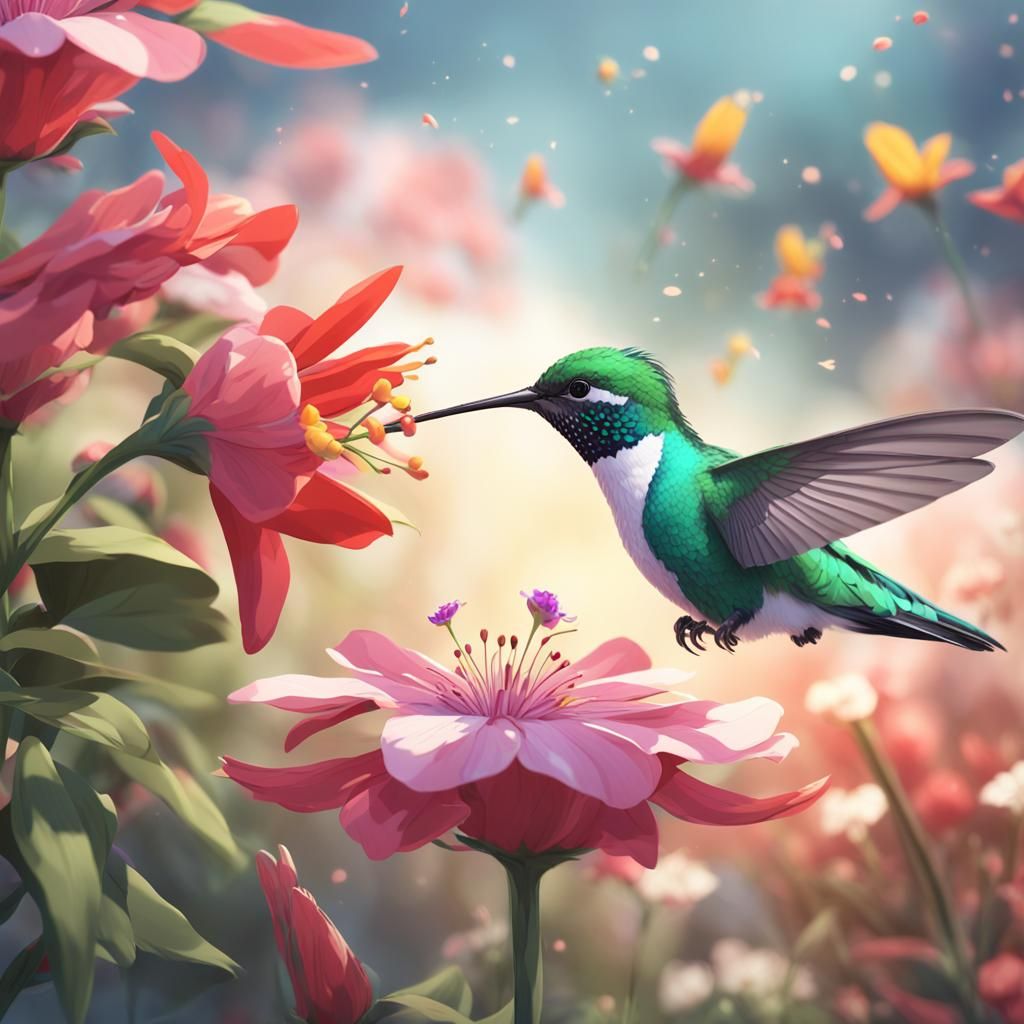 Hummingbird Nectar in 3D Anime Style