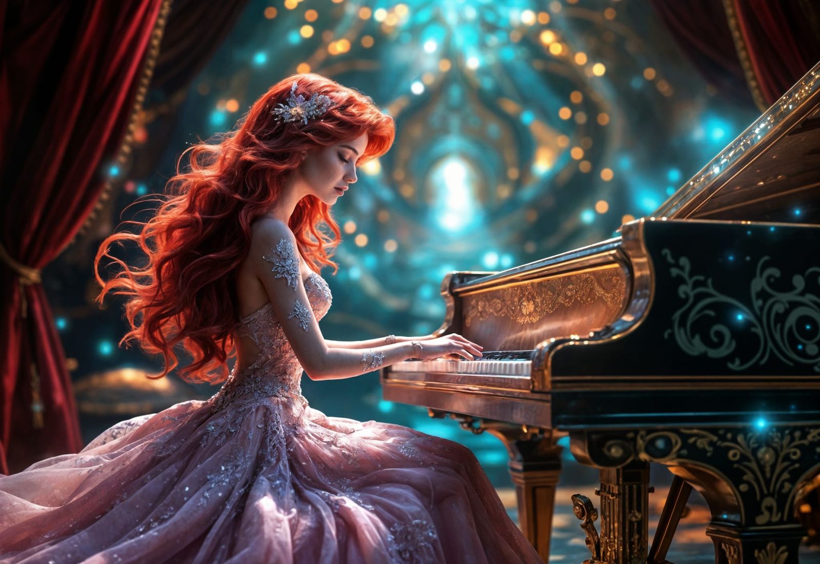 Princess Ariel Enchants with Ethereal Piano Performance