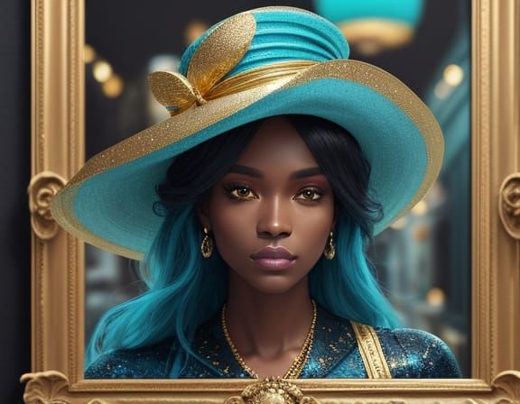 Black Woman Shops for Turquoise Hat in Paris Boutique