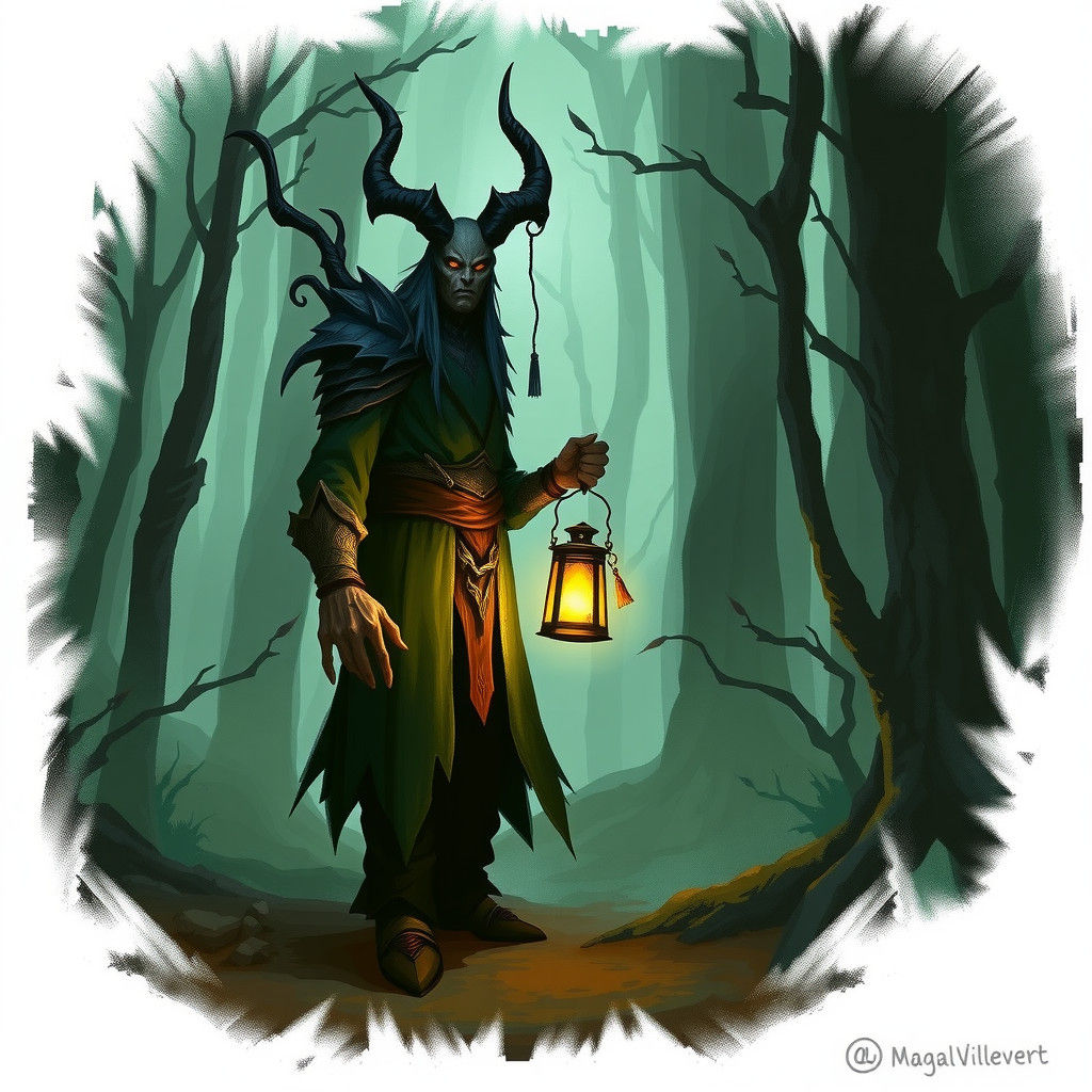 Terrifying Lantern in Forest Concept Art