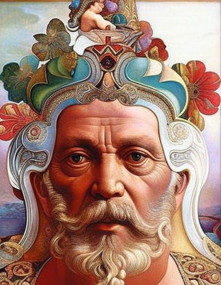 Otto Rapp Portrait in Alphonse Mucha Art Nouveau Style