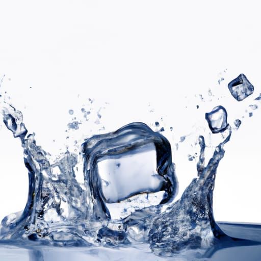 Icy Splash: Frozen Water Cubes in Motion