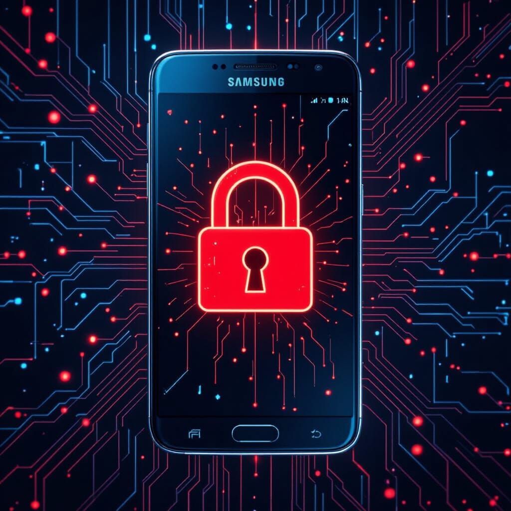Samsung Galaxy Locked Bootloader Warning in Futuristic Style