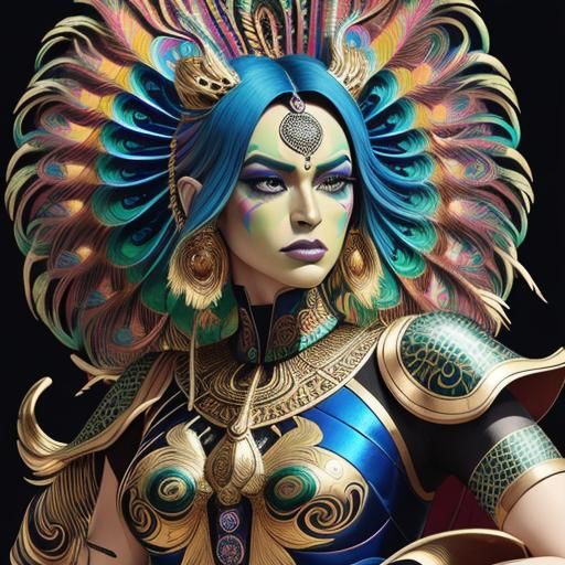 Pop Art Portrait: Dragon Woman with Gold Skin