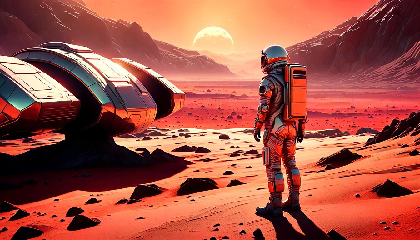 Futuristic Astronaut on Alien Planet in Cinematic Style