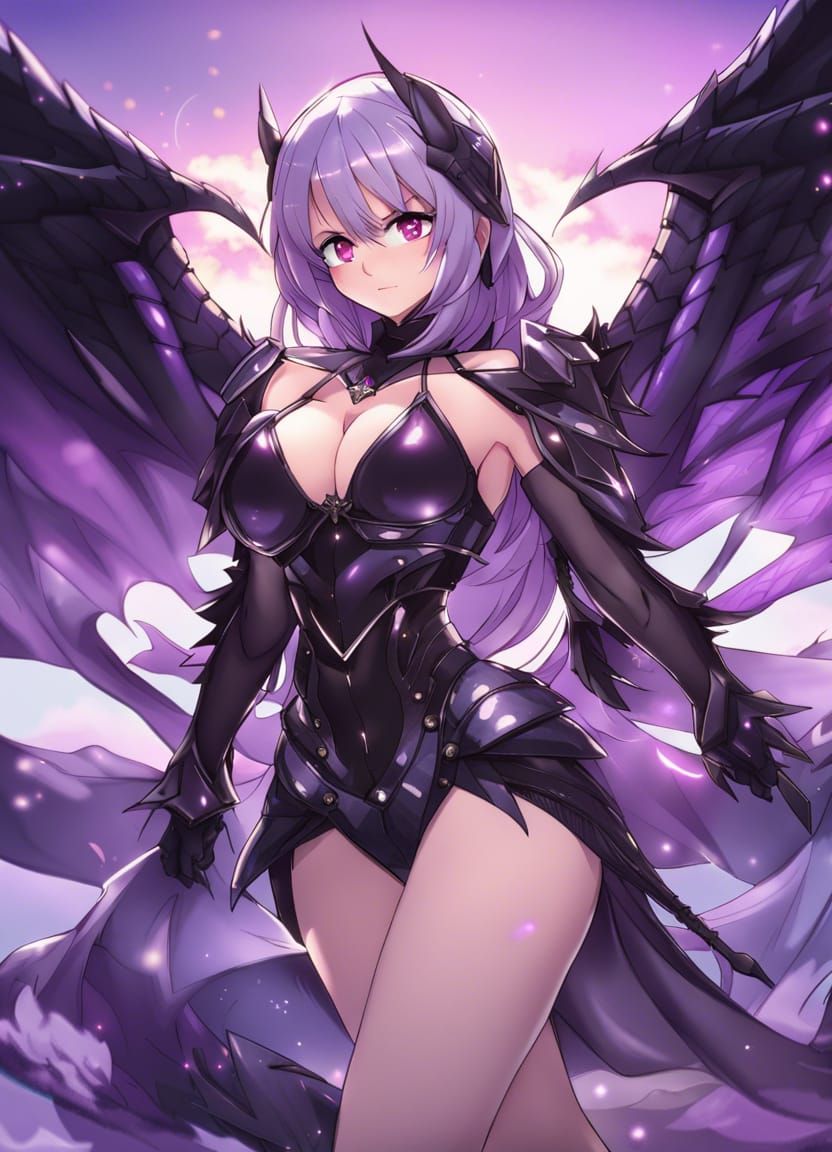 Anime Dragon Queen with Black Bikini Armor