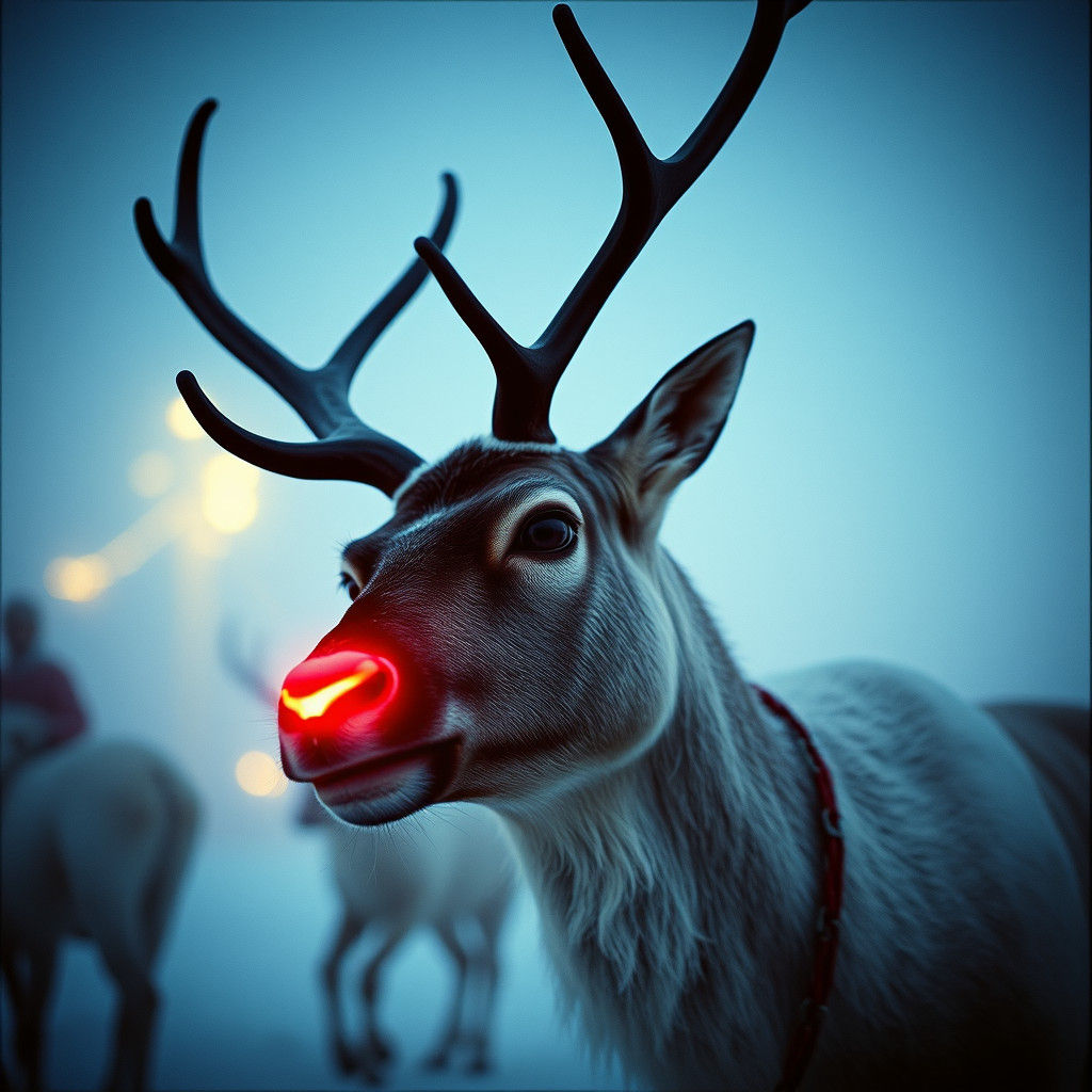 Reindeer with Glowing Nose in Cinematic Style