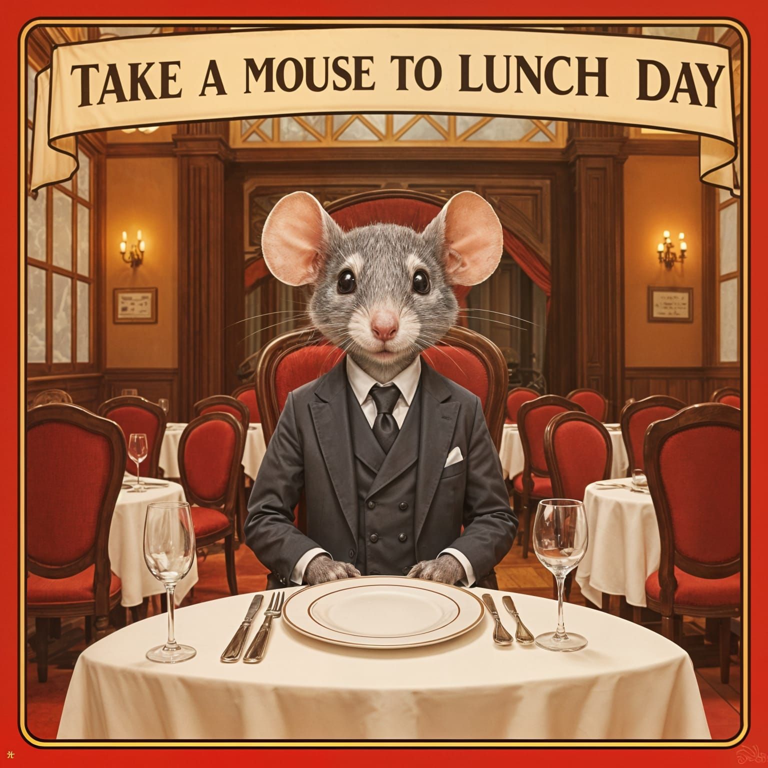 Mouse Dines in Style for "Take a Mouse to Lunch Day"