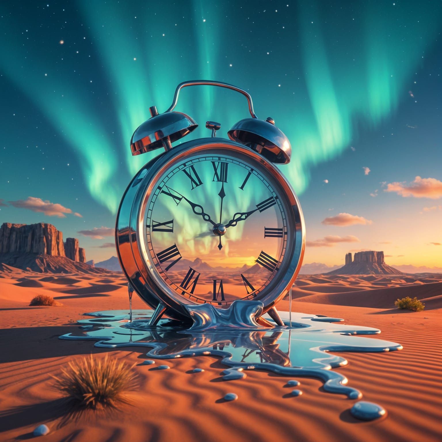 Melting Clock Desert Surreal Digital Matte Painting