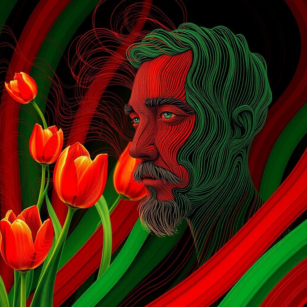 Ethereal Spirit of Whirling Stripes in Vibrant Klimt-Inspire...