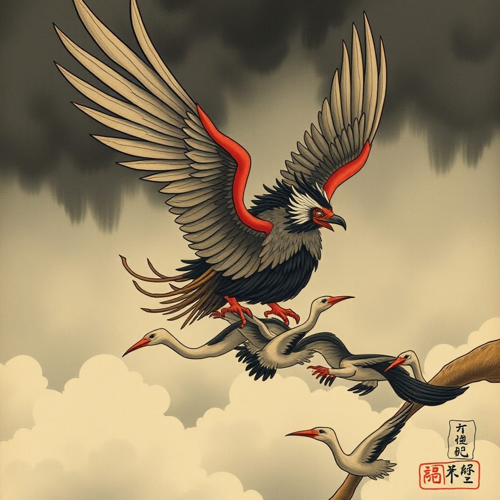 Tengu Takes Flight in Chaotic Storm