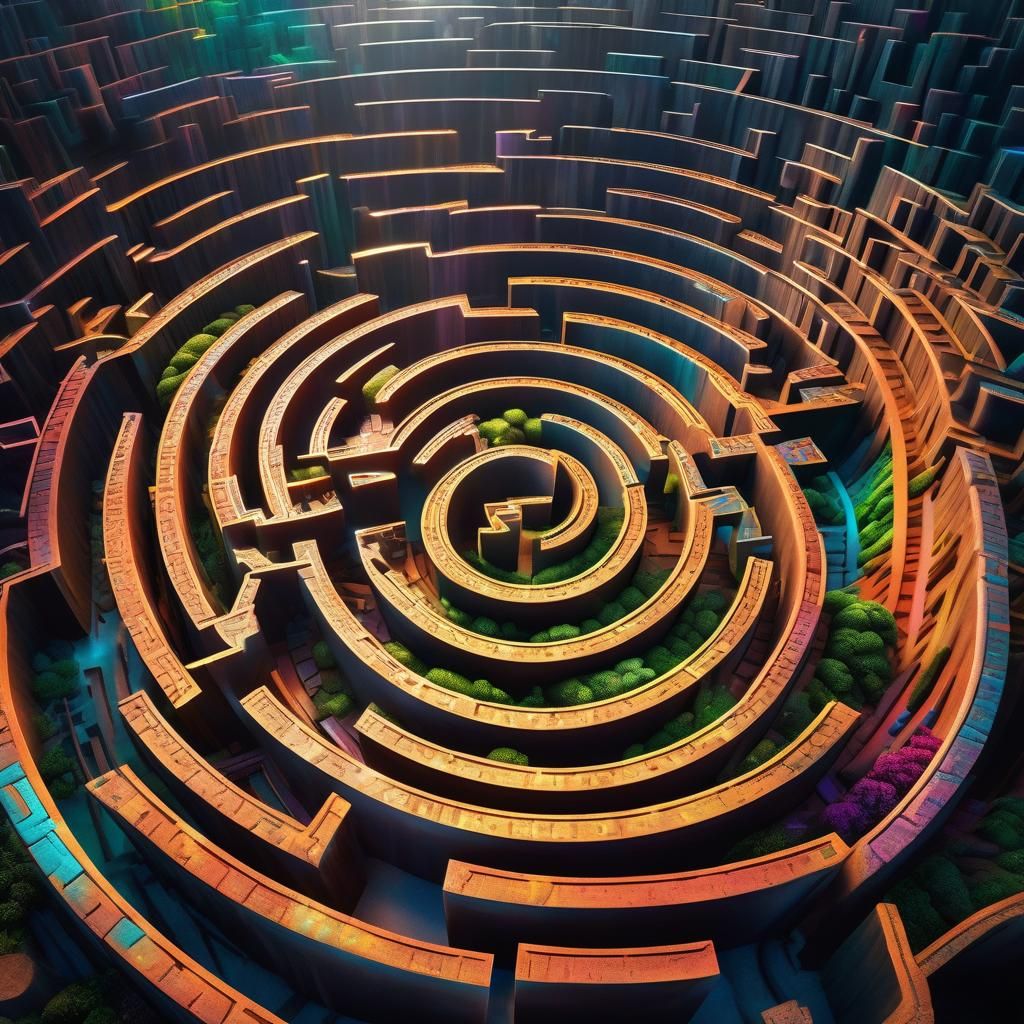 Spiral Maze Puzzle: Hyperrealistic Concept Art