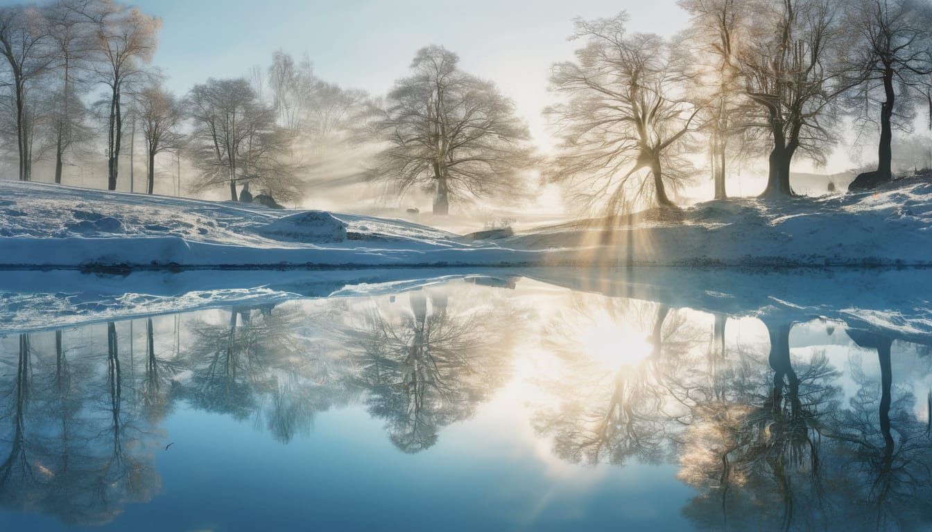 Frozen Lake Meets Sun-Baked Riverbed: Double Exposure Collag...