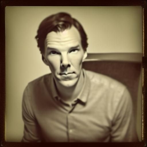 Retro Polaroid of Man in Vintage Armchair